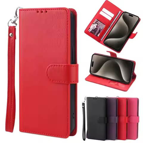 Soild Strap Case For Xiaomi Poco M2 M3 M4 M5 M5S M6 Wallet Leather Case For Xiaomi Y1 Lite Play Civi