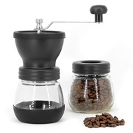 日本暢銷 - 便攜式手磨咖啡豆研磨機 咖啡粉 手動磨咖啡器連玻璃儲存瓶 磨豆機