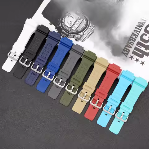 For Casio Sports Watch SGW-500H W-735H/216H MRW-200H Men's Resin Black Green White Silicone Convex I