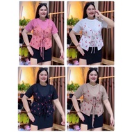 MM72 T-Shirt For Chubby Women Round Neck Short Sleeves Two-Tone Cherry Pattern Chest Between 36-44 I