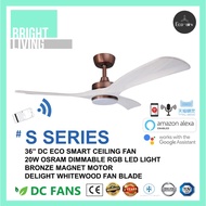 ECO-AIRX S Series 36/42/46/52/56" Dc-Eco Smart Ceiling Fan (SMART Wifi Enabled) + 20W Osram Dimmable RGB LED Light Kit