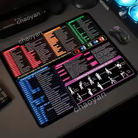 German Excel Desk mat ，small Mouse pad Game,Keyboard and Mouse Desk mat,Computer pad Excel Shortcut 