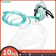 face mask indoplas brand 10 Pack Adult Non-Rebreather Oxygen Mask with 7 Foot Tubing &amp; Reservoir Bag