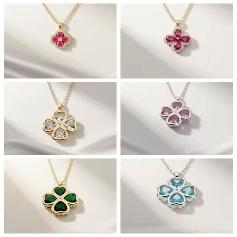 Christmas Gift Romantic Lucky Clover Necklace Pendant for Her, Love Gift for Wife Girlfriend Anniver
