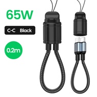 65W Fast Charging 20CM Short USB Type C Cable Power Bank Lanyard USB C To Type C Cable for iphone 15
