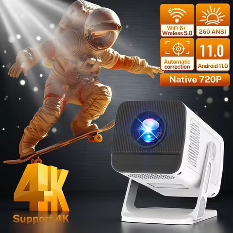LynCast X1AQ Projector Built in 5W Speaker 1280*720P Android 11 4K 400ANSI Wifi6 BT5.2 Outdoor Porta