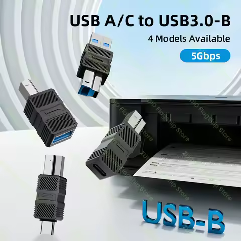 USB A/C to USB-B 3.0 Adapter Male to Female USB B Connector Converter 5Gbps Compatible with Printer 