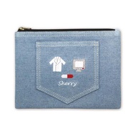 [Shocking Japanese Style Boutique] Detective Conan Conan~Conan Denim Cosmetic Bag Storage Bag-Gray O
