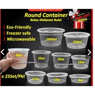 Round Container with Lid 25set Bekas Makanan Bulat 8oz/10oz/12oz/16oz/20oz/25oz/30oz/750ml/1000ml