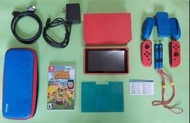 任天堂 Nintendo Switch 瑪利歐亮麗紅×亮麗藍特別版配色主機 瑪利歐遊戲+周邊組 瑪利機