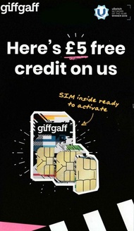 特價UK 英國 sim 卡包郵! 額外送£5 credit 歐洲旅遊岩用! Giffgaff電話卡