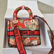 DLite Embroidery Bag Same Embroidery Diana Diana Bag Rattan Plaid Embroidery Female Bag 24cm