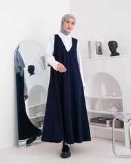 Dress Overall Wanita Yubin Korea Style Muslim Kekinian - Outer Dress Mayung Jersey Tebal Jumbo