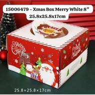 Xmas cake Box Merry White 6" / 8" layer cake Box christmasSurabaya 6 inch 8 inch high