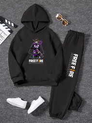 Chello Setelan Sweater Hoodie Baby Anak Laki Laki tema free fire gambar FF COBRA