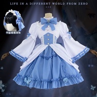 Re:Zero Anime Blue and White Gothic Dress Cosplay Costume