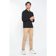 Hassenda Kaos Polo Shirt Kerah Pria Polos Lengan Panjang Arsenio Hitam