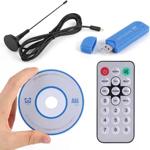 Digital USB 2.0 TV Stick Tuner with Antenna FM TV Receiver 25MHz-1760MHz SDR Tuner Receiver for Radi