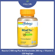 วิตามินซี Reacta-C 500 mg 120 VegCaps Plus Bioflavonoidm 200mg + Vitamin C - Solaray