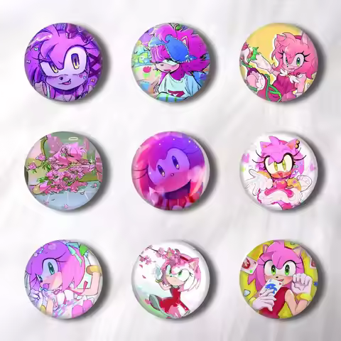 Game Amy Cartoon Rose Pins Badges Round Laser Badge Brooch Clothes Backpack Accessories