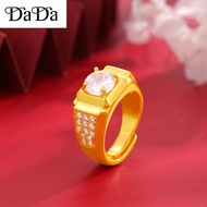 Original 21k saudi gold pawnable legit ring mens four prongs round zircon wedding jewelry