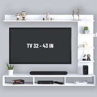 Hanging TV Rack Wall Mounted Backdrop TV Cabinet 32-42 in White Minimalist Length 120 cm