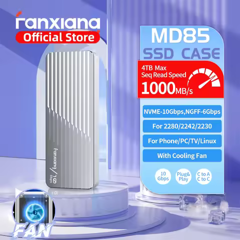 Fanxiang MD85 M.2 SSD Enclosure 10Gbps NVMe/NGFF-SATA Dual Protocol USB 3.2 Gen2 Type C SSD Case Wit