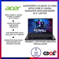 EDGE | ACER Nitro V 15 ANV15-51-53DG Intel Core i5-13420H NVIDIA RTX 4050 6GB GDDR6 15.6" Laptop