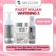 Ms Glow Paket Wajah ISI 5 ( Whitening / Luminous / Acne / Ultimate / White Cell DNA ) Free Spot Treatment / Essence Mini