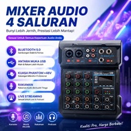 MOREFAND 4-Channel Audio Mixer Bluetooth 5.0 USB Audio Interface 48V Phantom Power Sound Mixer for L
