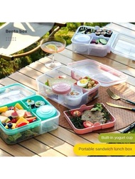 便攜式麵包盒雙層便當盒便攜野餐學生午餐盒餐具套裝食品儲存容器