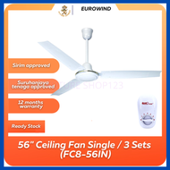 EUROWIND CEILING FAN 56inch/KDK K15VO Regulator Type (150cm / 60″)/KHIND Ceiling Fan 625/625B - White/Black 60" CEILING FAN KHIND