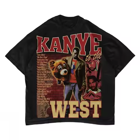 Kanye West Album Dropout Bear Classic Graphic Print T-Shirt Men Women Oversize Loose Casual Wind Tee
