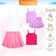 Bomines girls' skirt Set, 2-piece shirt mixed with dynamic pleated skirt for children 2-12 years old