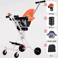 全城熱賣 - 折疊兒童四輪嬰兒手推車 簡易輕便折疊背包BB車(白色)