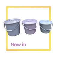 Gray Plastic Bucket with Lid Plastic Pail