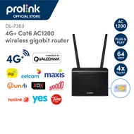 Prolink 4G+ LTE Unlimited Data CAT6 Wireless Dual-Band (2.4GHz + 5GHz) with 4x Gigabit LAN Port Sim 