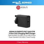 ADAM ELEMENTS P67 GaN 67W 3-Port Fast Charging Wall Charger