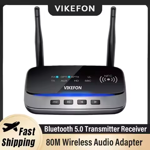 NFC 80m Bluetooth 5.0 Transmitter Receiver aptX HD LL Optical RCA AUX 3.5mm Wireless Audio Adapter F