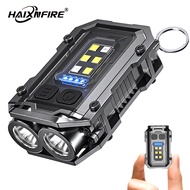 HaixnFire BL01 Mini Keychain flashlight COB Side light LED Magnetic EDC Keychain light USB rechargea