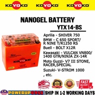 YTX14-BS BTX14 KOYOKO NANOGEL BATTERY BATERI GEL R1250 RS C650 SPORT 1400 GTR VULCAN VN800 NINJA ZX-