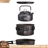 [Ueb Flagship Shop]ชุด 3PCS/ชุดเครื่องครัวพกพาพร้อม Kettle Water Kettle ชุดอุปกรณ์ทำอาหารอลูมิเนียมอ