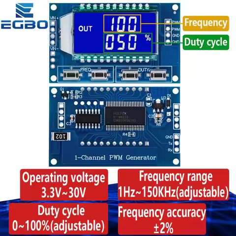 1~10PCS EGBO Signal Generator PWM Pulse Frequency Duty Cycle Adjustable Module LCD Display 1Hz-150Kh