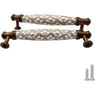 2 Pek Tombol Kabinet Seramik, Jarak Lubang 5 Inci, Coklat, Tombol untuk Laci Almari, Tombol Laci Gay