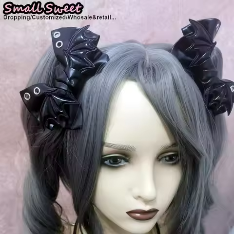 "Devil's Wings“ Hair Clips Women Subculture Steampunk Gothic Punk Leather Hairpin Y2K Girl Harajuku 