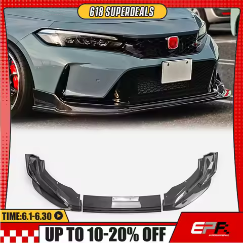 For Honda Civic Type-R FL5 EPA Design MM Type Front Lip 3 Pcs, Sport Tuning Aero Spoiler, Aggressive