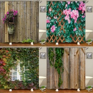 ผ้าม่านฝักบัวอาบน้ำสวนต้นไม้ดอกไม้พิมพ์ลาย3D ภูมิทัศน์ธรรมชาติม่านกันน้ำตกแต่งบ้านพร้อมม่านตะขอ