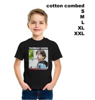 kaos anak custom sablon DTF desain bebas bisa pakai foto dan tambah nama atau kata kata ready lengan