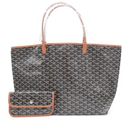 Goyard Black Goyardine Canvas and Tan Chevroches Calfskin Saint Louis GM Bag