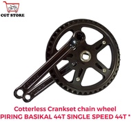 Crankset chain wheel/PIRING BASIKAL SINGLE SPEED 44T(sepasang)